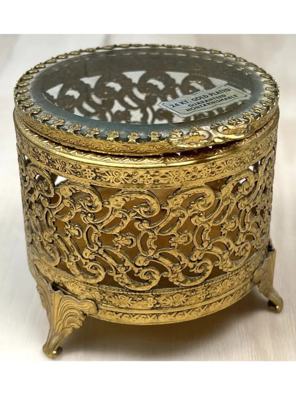 VTG MCM DECORATIVE CRAFTS 24K Gold Plated Filigree 3